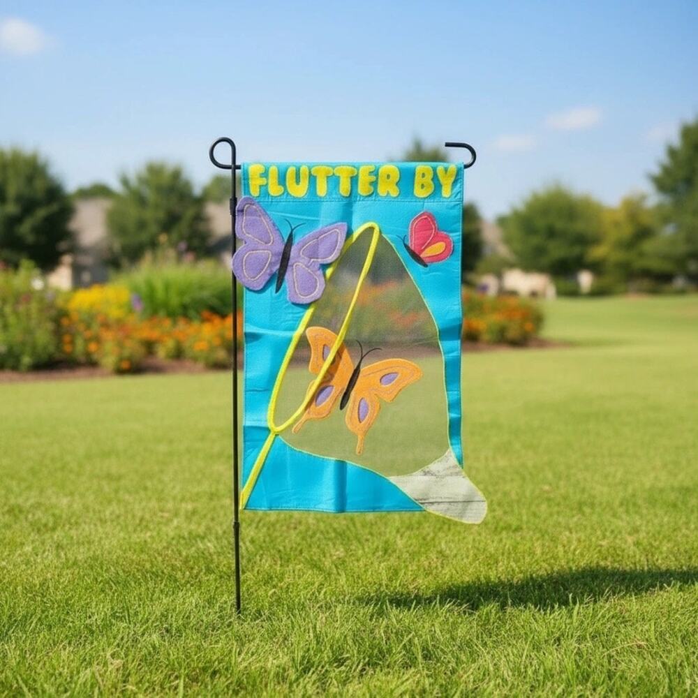 Flutter By Butterfly Garden Flag with‎ Holder Weather-Resistant